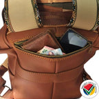 Genuine Leather Camel Backpack Proudly South African (36cm) - 15L