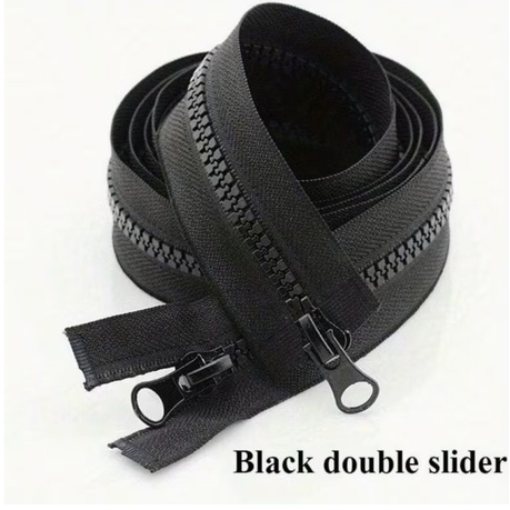 Craft Black Plastic Replacement Zippers With Adjustable Sliders - 10 Piece - 60cm