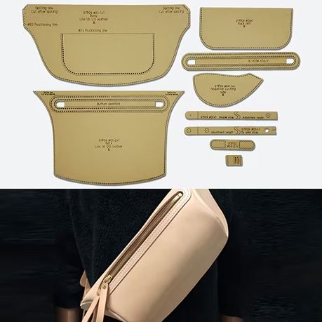 Craft DIY 9pcs Handcrafted Leather Template Chest Bag - 35cm