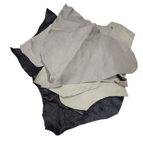 Craft DIY Genuine Leather Scraps 1kg Full Grain Cowhide Set - Black / Grey