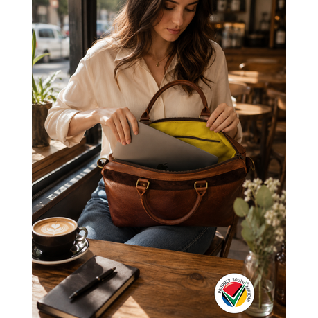 Handmade Proudly South African Genuine Leather Laptop Crossbody Bag