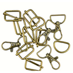 Craft Swivel Snap Hooks D-Ring & Mini 2.5cm Buckles for DIY Bags - 24pc