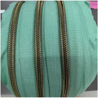 Craft Light Cyan Nylon Bronze Tooth Zipper With Handmade Zipper Pulls- 16Pc
