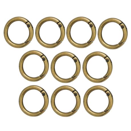 Craft Bronze-Coloured Round Metal Spring O-Ring Keychain Clips 10Pc - 2.6cm
