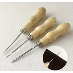 Craft Wooden Handle Metal Awl Needle Hook Punch Set of 3