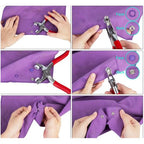 Craft Snap Fasteners Kit Metal Press Studs Prong Ring Buttons 200 Sets