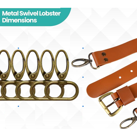 Leather Craft DIY Bronze Lobster Clasp Claw Swivel Snap Hooks 10pc - 4.8cm