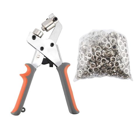 Craft Tool DIY Handheld Hole Punch Plier (21.5cm) & Silver Eyelet 100 Pieces