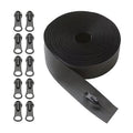 Craft DIY Black Waterproof Nylon Zipper With Zipper Pulls - 11 Piece