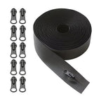Craft DIY Black Waterproof Nylon Zipper With Zipper Pulls - 11 Piece