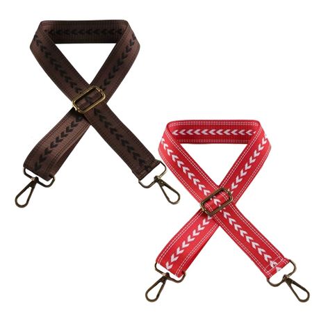 Craft Adjustable Shoulder Bag Straps With Bronze Metal Buckle 2pc -135cm - Brown & Red