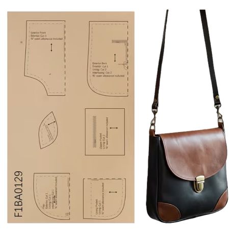 Craft Beginner Two-Tone Leather Crossbody Bag Sewing Template - 80cm