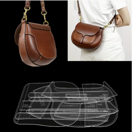 Craft Handcrafted Leather Crossbody Bag Transparent Acrylic Template - 18cm