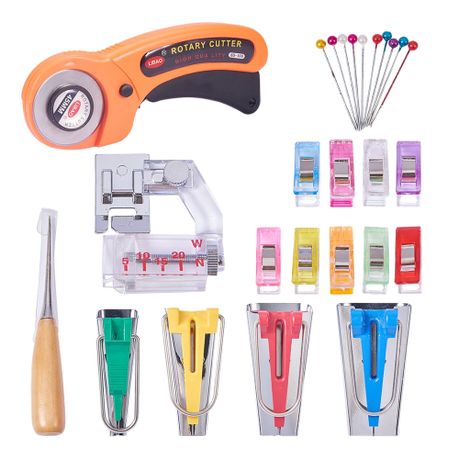 Craft Rotary Cutter Sewing Fabric Bias Tape Maker Quilting Tool Kit 26pc