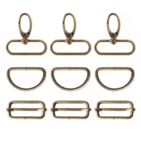 Craft Swivel Snap Hooks D-Ring & 3.8cm Sliding Buckles For DIY Bag - 9 Pcs