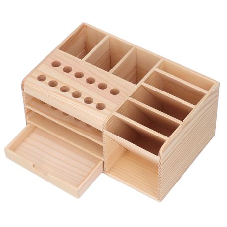 Craft Wooden Leather Craft Tool Organizer Box with Drawer (21cm)