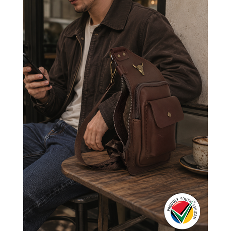 Genuine Leather Sling Bag Crossbody 3 Pocket Proudly South African