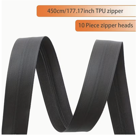 Craft DIY Black Waterproof Nylon Zipper With Zipper Pulls - 11 Piece