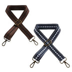 Craft Adjustable Shoulder Bag Straps With Bronze Metal Buckle 2pc -135cm - Brown & Blue