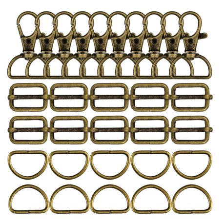 Craft Swivel Snap Hooks D-Ring & Mini 2.5cm Buckles for DIY Bags - 24pc