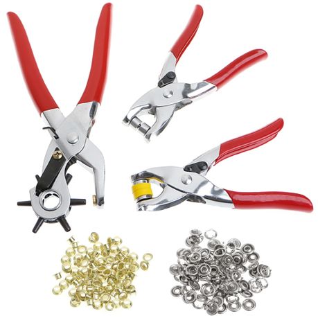 Craft Revolving Leather Hole Punch Plier Grommet Kit With Snaps & Eyelets