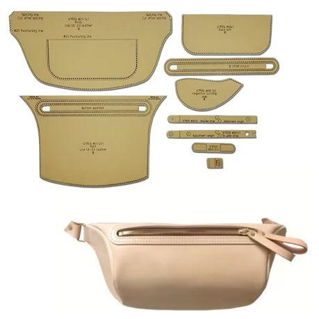 Craft DIY 9pcs Handcrafted Leather Template Chest Bag - 35cm
