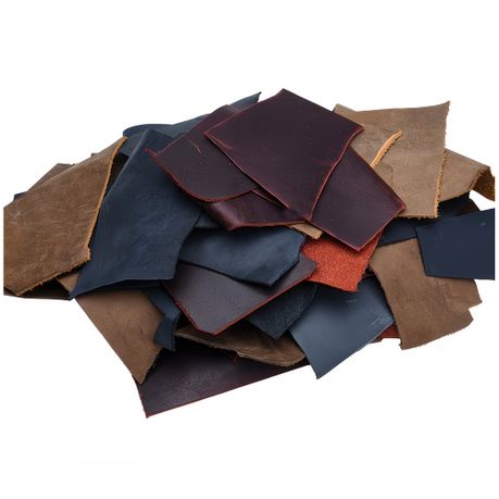 Craft DIY Genuine Leather Scraps 1kg Full Grain Cowhide Set - Multi-colour