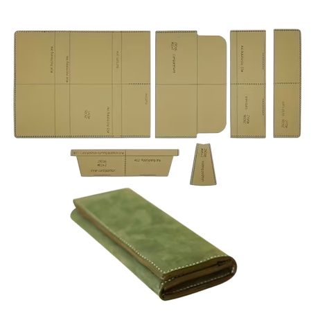 Craft DIY Handcrafted Leather Purse Card Case Stencil Template 6pc - 20cm
