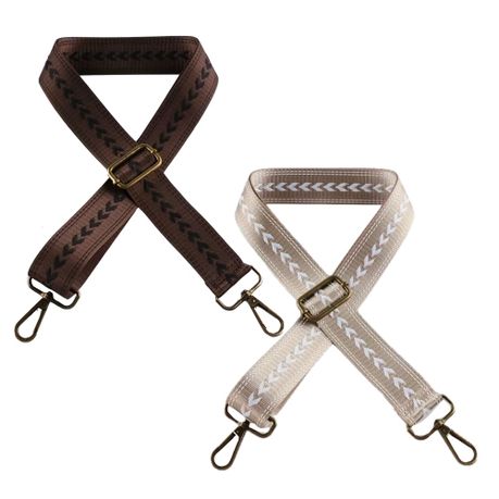 Craft Adjustable Shoulder Bag Straps With Bronze Metal Buckle 2pc -135cm - Brown & Cream White