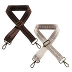 Craft Adjustable Shoulder Bag Straps With Bronze Metal Buckle 2pc -135cm - Brown & Cream White