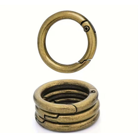 Craft Bronze-Coloured Round Metal Spring O-Ring Keychain Clips 10Pc - 2.6cm