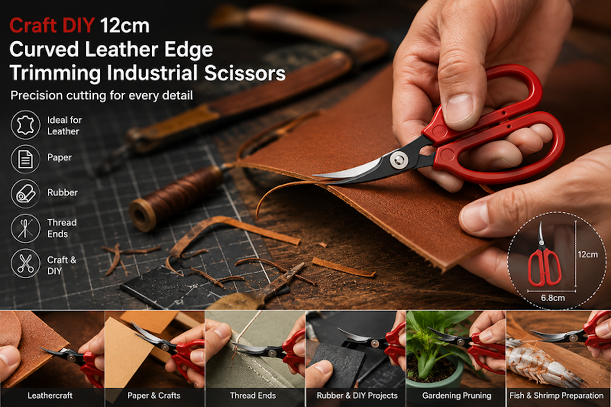 Craft DIY 19cm Curved Leather Edge Trimming Industrial Scissors