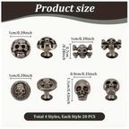 Craft Vintage Style Skull-Shaped Rivet Studs for DIY Leather Crafting- 40pc