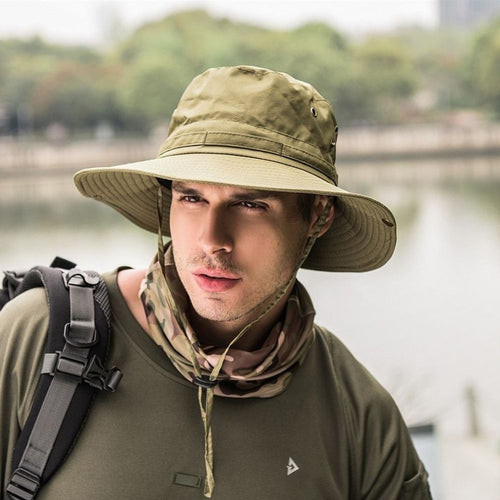 Camping Outdoor Fishing Bucket Hat - Green Aquarium Supplies - Brown