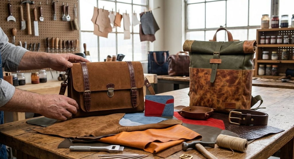 Craft DIY Assorted Genuine Leather Scraps 2kg Mixed Colours & Textures