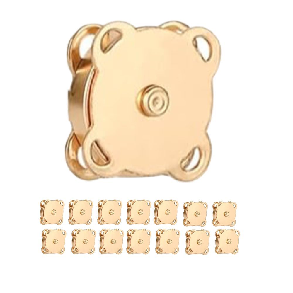 Craft DIY Stitch Sew On Magnetic Press Buttons Set of 15 - 1.4cm - Gold