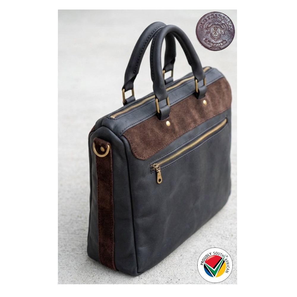 Genuine Old Transvaal Leather Everyday Laptop Crossbody Bag 40cm - Chocolate