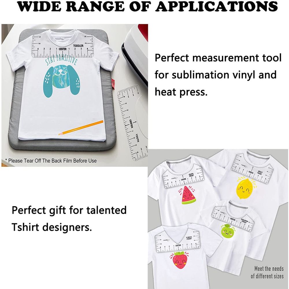 Craft 4pcs T Shirt Alignment Ruler With 6pcs Ruler Set & Marking Wheel