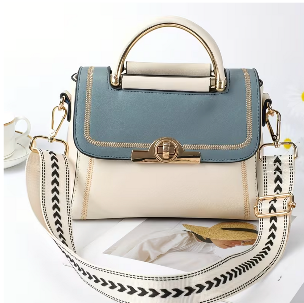 Craft Adjustable Shoulder Bag Straps With Bronze Metal Buckle 2pc -135cm - Brown & White