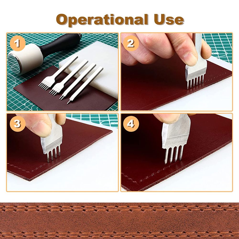 Craft Tool DIY Multifunctional Leather Hole Punching Seem Tools Set of 4 - 3mm