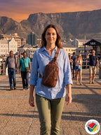 Genuine Leather SlingBag Crossbody Adjustable Proudly South African - Chocolate