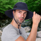 Camping Outdoor Quick Drying Sun Neck Protection Cap Hat Round - Grey