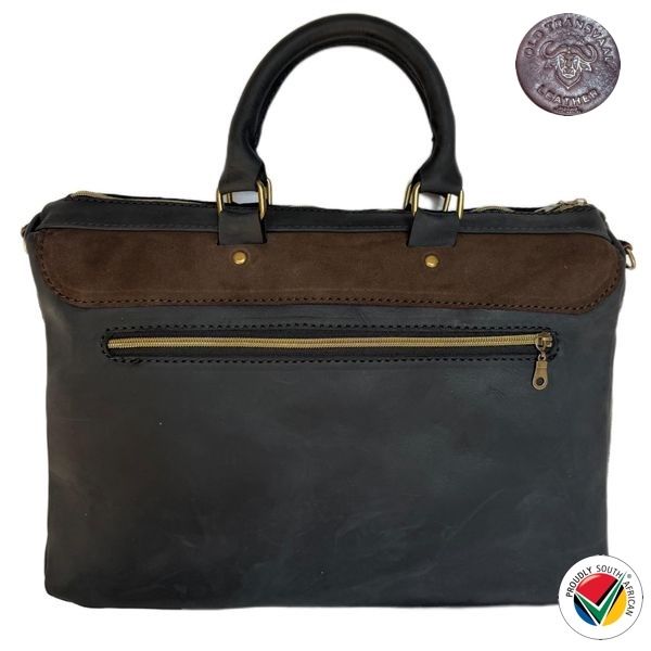 Genuine Old Transvaal Leather Everyday Laptop Crossbody Bag 40cm - Chocolate