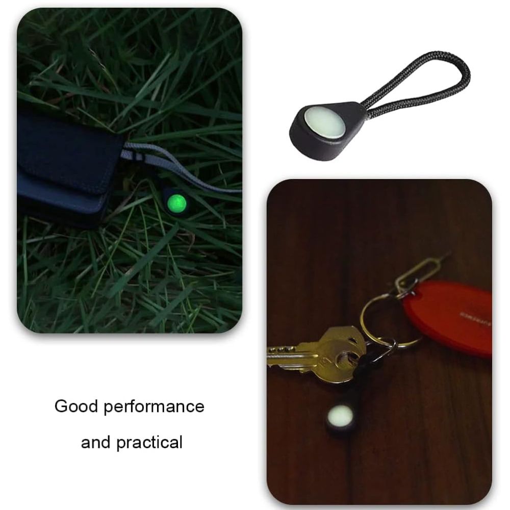 Camping Hiking Outdoor Glow in the Dark Zipper Pull Cord Set of 8