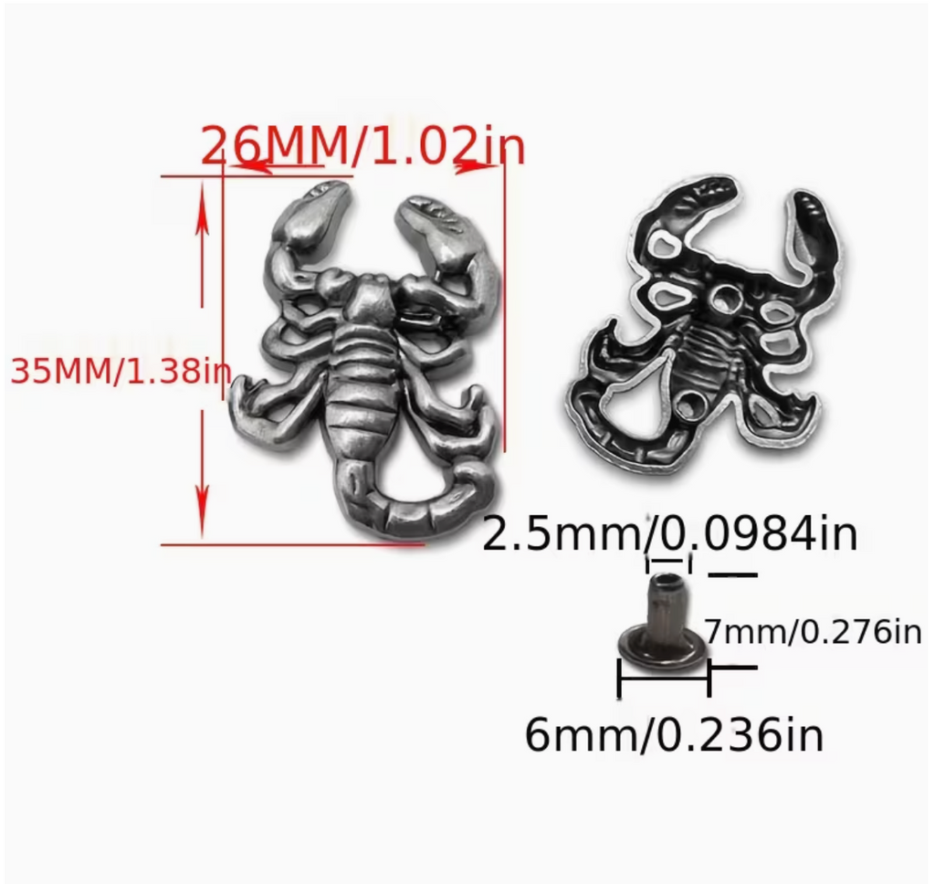 Craft Scorpion-Shaped Metal Rivets For DIY Leather Crafting 5pc - 3.5cm