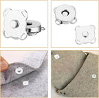 Craft DIY Stitch Sew On Magnetic Press Buttons Set of 15 - 1.4cm - Silver