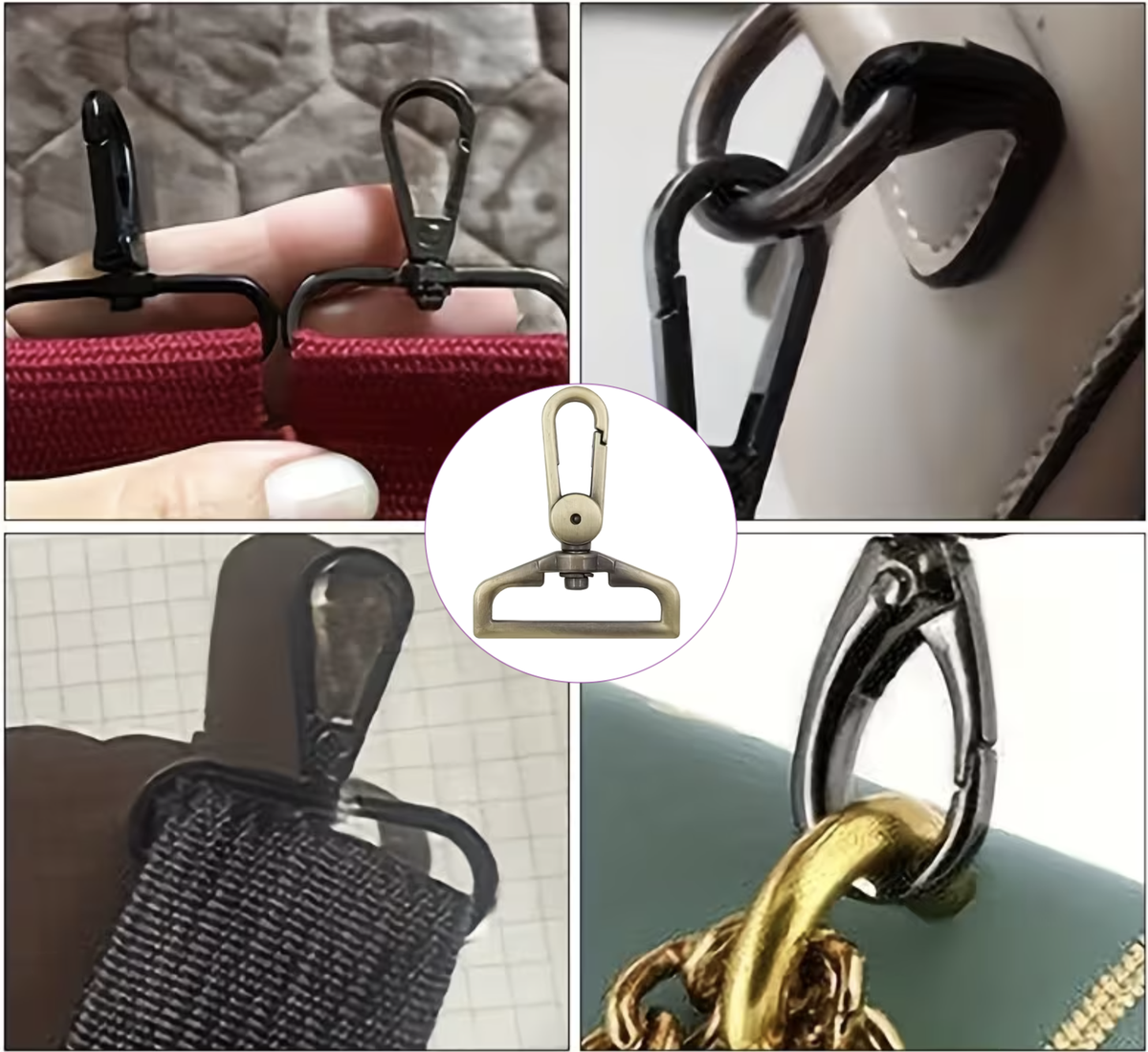 Craft Bronze-Coloured Rotating Buckle Bag Strap Replacement Hook 4pc- 5.5cm