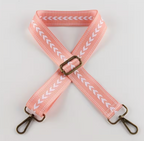 Craft Adjustable Shoulder Bag Straps With Bronze Metal Buckle 2pc -135cm - Pink & Cream White