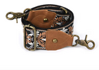 Craft Embroidered Shoulder Bag Straps With Bronze Metal Buckle - 130cm - Black & Brown