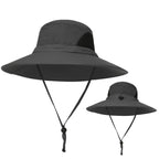 Camping Outdoor Quick Drying Sun Neck Protection Cap Hat Round - Grey